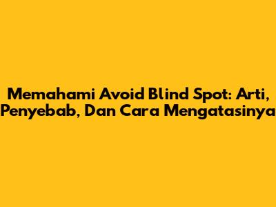 Memahami 'Avoid Blind Spot': Arti, Penyebab, Dan Cara Mengatasinya