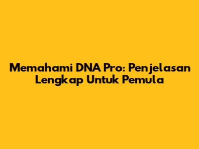 Memahami DNA Pro: Penjelasan Lengkap Untuk Pemula