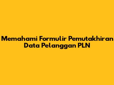 Memahami Formulir Pemutakhiran Data Pelanggan PLN