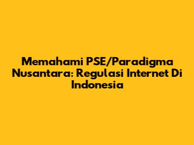Memahami PSE/Paradigma Nusantara: Regulasi Internet Di Indonesia