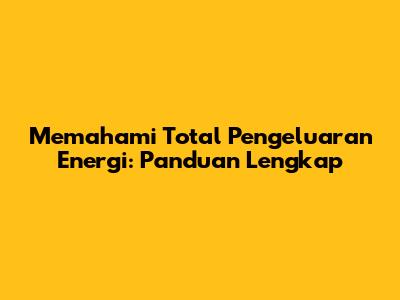 Memahami Total Pengeluaran Energi: Panduan Lengkap