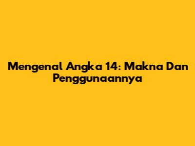 Mengenal Angka 14: Makna Dan Penggunaannya