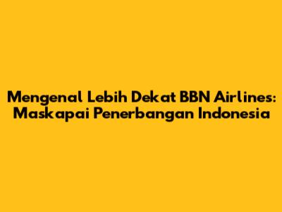 Mengenal Lebih Dekat BBN Airlines: Maskapai Penerbangan Indonesia
