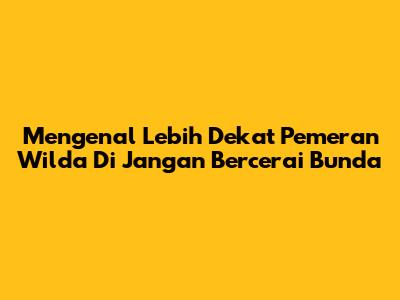 Mengenal Lebih Dekat Pemeran Wilda Di Jangan Bercerai Bunda