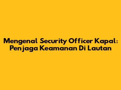 Mengenal Security Officer Kapal: Penjaga Keamanan Di Lautan