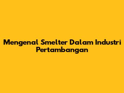 Mengenal Smelter Dalam Industri Pertambangan