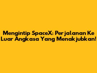 Mengintip SpaceX: Perjalanan Ke Luar Angkasa Yang Menakjubkan!