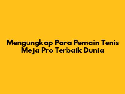 Mengungkap Para Pemain Tenis Meja Pro Terbaik Dunia