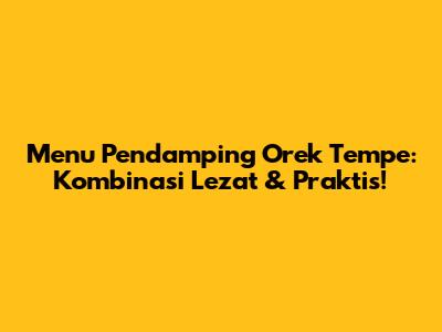 Menu Pendamping Orek Tempe: Kombinasi Lezat & Praktis!