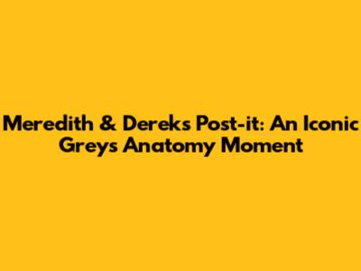 Meredith & Derek's Post-it: An Iconic Grey's Anatomy Moment