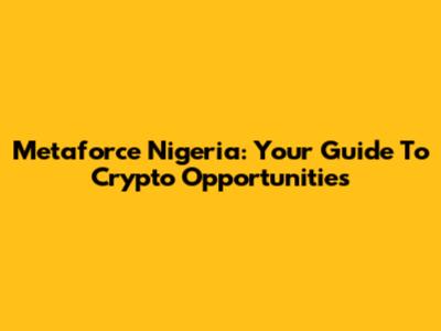 Metaforce Nigeria: Your Guide To Crypto Opportunities