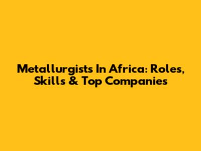 Metallurgists In Africa: Roles, Skills & Top Companies