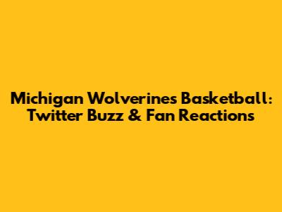 Michigan Wolverines Basketball: Twitter Buzz & Fan Reactions