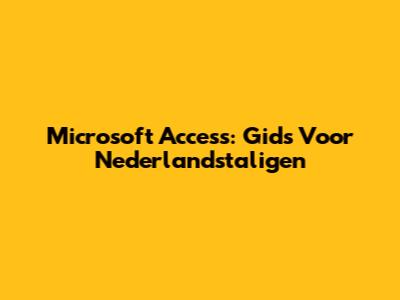 Microsoft Access: Gids Voor Nederlandstaligen