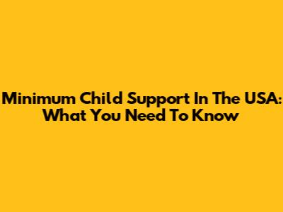 Minimum Child Support In The USA: What You Need To Know