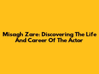 Misagh Zare: Discovering The Life And Career Of The Actor