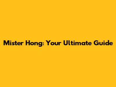 Mister Hong: Your Ultimate Guide