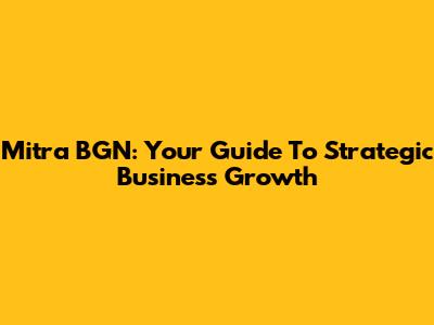 Mitra BGN: Your Guide To Strategic Business Growth