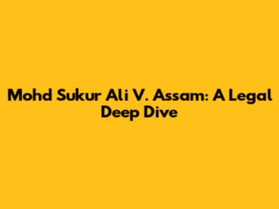Mohd Sukur Ali V. Assam: A Legal Deep Dive
