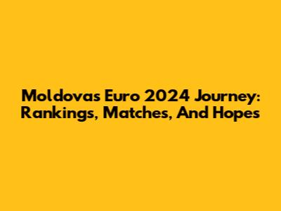 Moldova's Euro 2024 Journey: Rankings, Matches, And Hopes