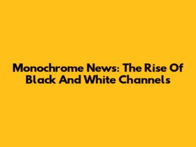 Monochrome News: The Rise Of Black And White Channels
