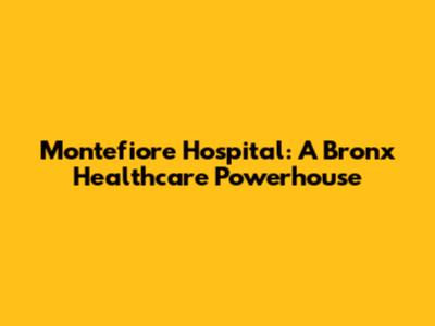 Montefiore Hospital: A Bronx Healthcare Powerhouse