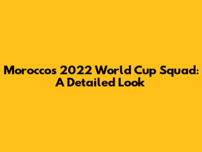Morocco's 2022 World Cup Squad: A Detailed Look