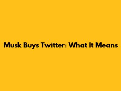 Musk Buys Twitter: What It Means