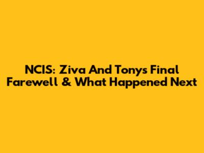 NCIS: Ziva And Tony's Final Farewell & What Happened Next