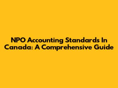 NPO Accounting Standards In Canada: A Comprehensive Guide