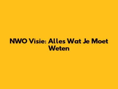 NWO Visie: Alles Wat Je Moet Weten