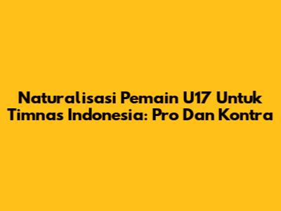 Naturalisasi Pemain U17 Untuk Timnas Indonesia: Pro Dan Kontra