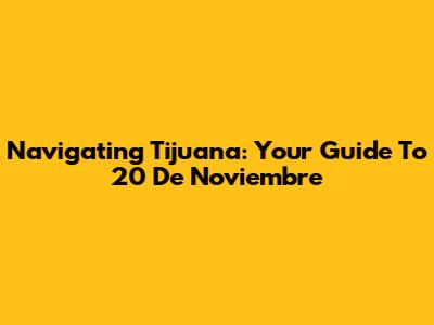 Navigating Tijuana: Your Guide To 20 De Noviembre