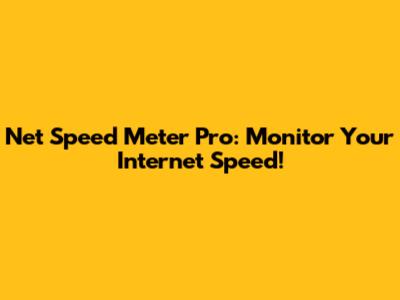 Net Speed Meter Pro: Monitor Your Internet Speed!
