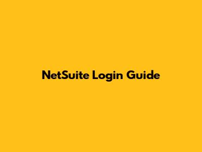 NetSuite Login Guide