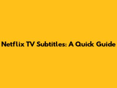 Netflix TV Subtitles: A Quick Guide