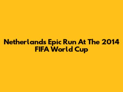 Netherlands' Epic Run At The 2014 FIFA World Cup