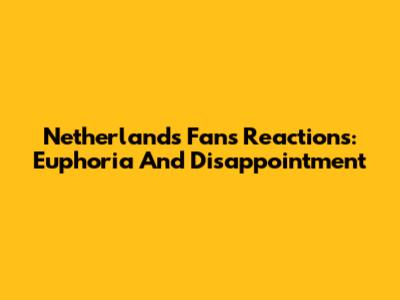 Netherlands Fans Reactions: Euphoria And Disappointment