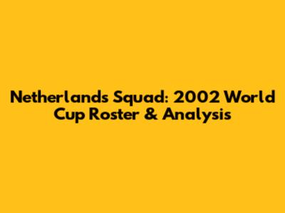 Netherlands Squad: 2002 World Cup Roster & Analysis