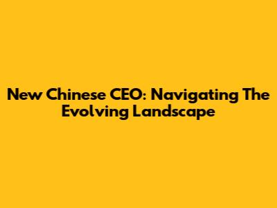New Chinese CEO: Navigating The Evolving Landscape