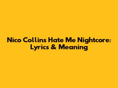 Nico Collins 'Hate Me' Nightcore: Lyrics & Meaning