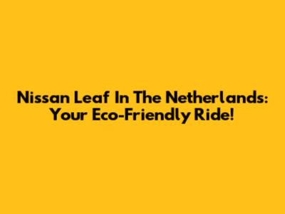 Nissan Leaf In The Netherlands: Your Eco-Friendly Ride!