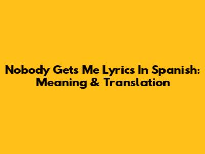 Nobody Gets Me Lyrics In Spanish: Meaning & Translation