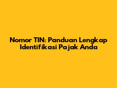 Nomor TIN: Panduan Lengkap Identifikasi Pajak Anda