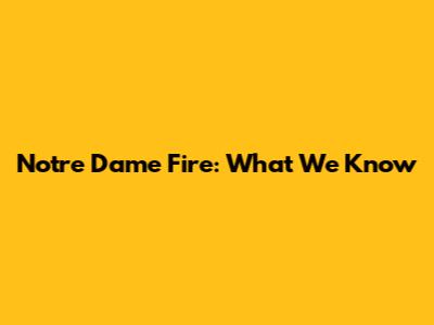 Notre Dame Fire: What We Know