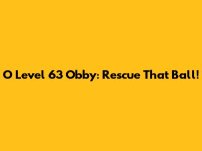 O Level 63 Obby: Rescue That Ball!