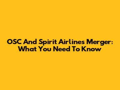OSC And Spirit Airlines Merger: What You Need To Know