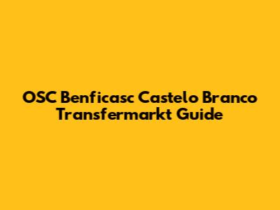 OSC Benficasc Castelo Branco Transfermarkt Guide