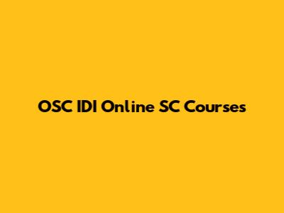 OSC IDI Online SC Courses