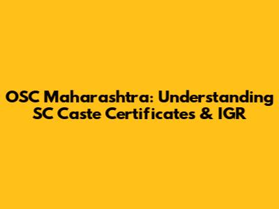 OSC Maharashtra: Understanding SC Caste Certificates & IGR